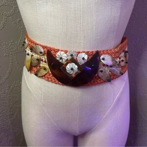 Elegant Orange Beaded Women's Belt Funky vintage handmade belt